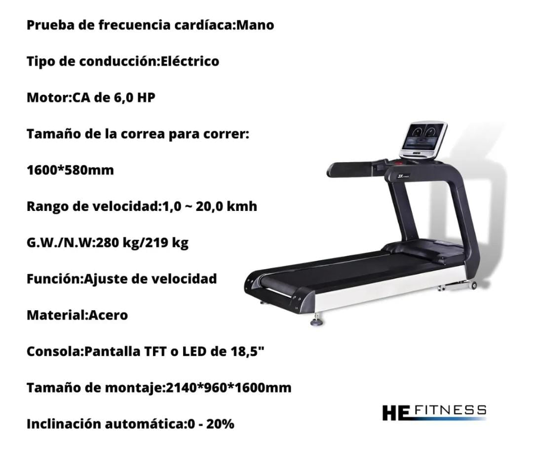 Caminadora eléctrica de uso profesional
